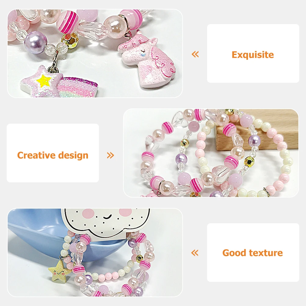 

Colorful Plastic Beaded Bracelets For Kids Elastic Toddler Bracelet Girls Jewelry Children's Accessories