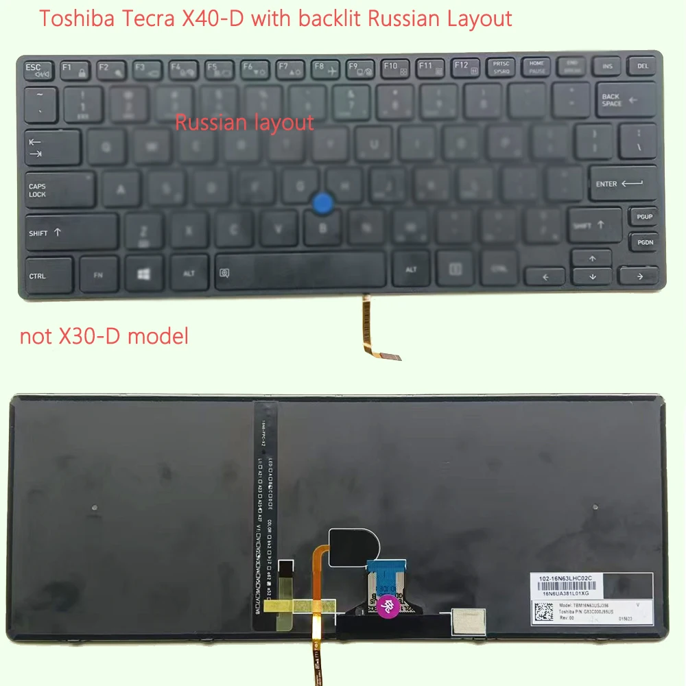 Keyboard for Toshiba Tecra X40-D X40-D-BTO X40-D1452 X40-E with backlit Russian RU Layout