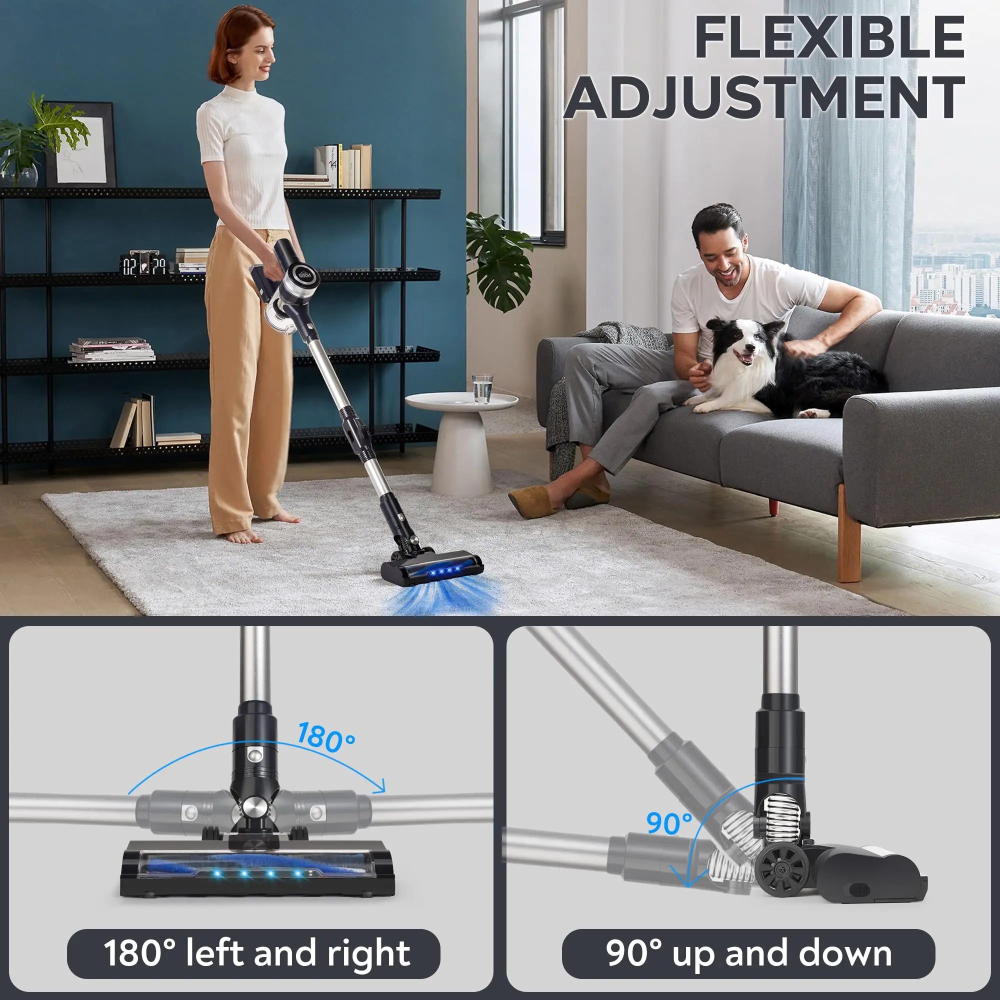 Bison Edge Cordless Vacuum Cleaner 6-in-1 Bendable 35kPA With Brushless Motor Home Car Portable Carpet Machine Vacuum Cleaner