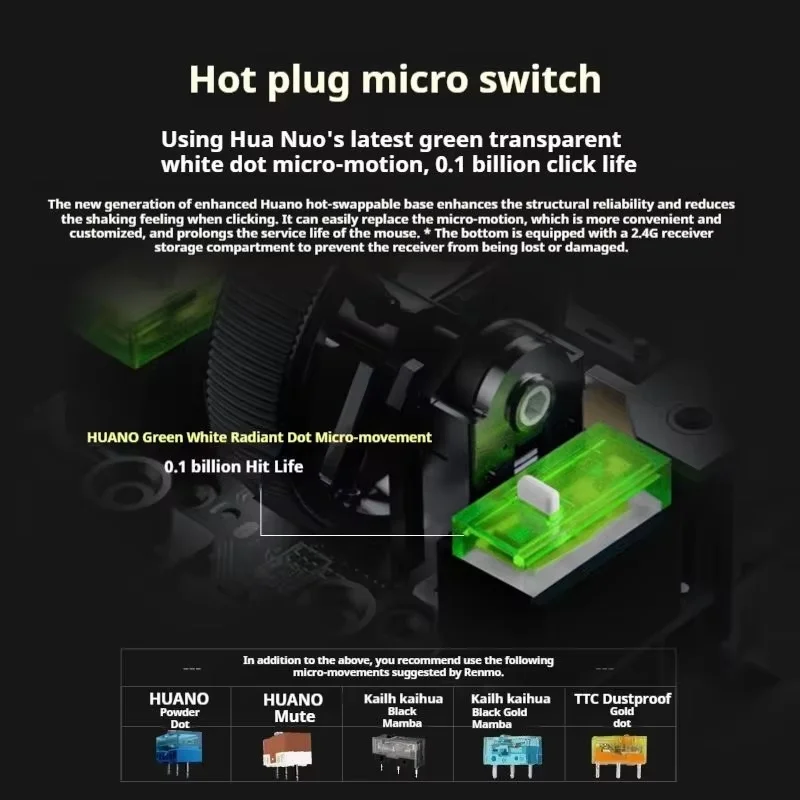 Rawm SH01S ماوس رياضي إلكتروني لاسلكي خفيف الوزن وقابس ساخن مايكرو بلوتوث متوافق مع Paw3395 لألعاب الكمبيوتر والاستخدام المكتبي #4