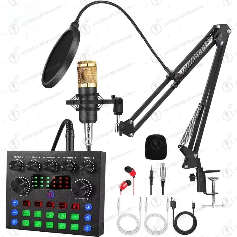 Kondensatormikrofon mit Live-Soundkarten-Kit, Studiotasche mit Studioaufzeichnungswechsler