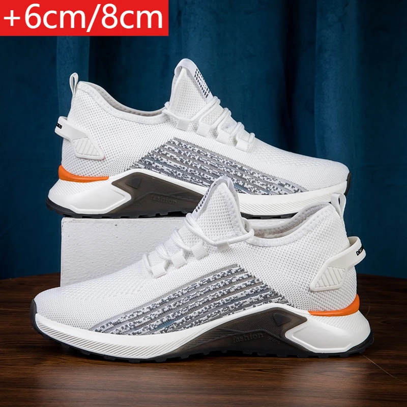 

New Men's Casual Shoes Summer Simple Black White Sneakers Fashion Breathable Sneakers 6/8/cm Invisible Height Increasing Shoes