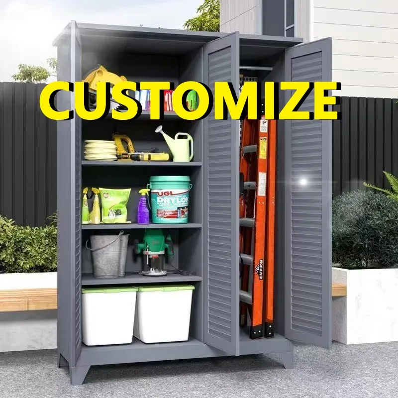Any Size Custom Extra Large Capacity Outdoor Storage Cabinet Waterproof Sunproof Garden Patio Balcony Alloy Organizer