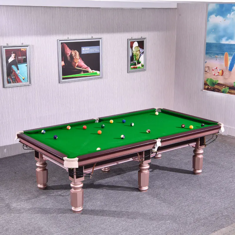 Modern Style Chinese Black Eight Billiards Table Factory Direct Sale Household Commercial Use Solid Wood Slate PVC Green Snooker