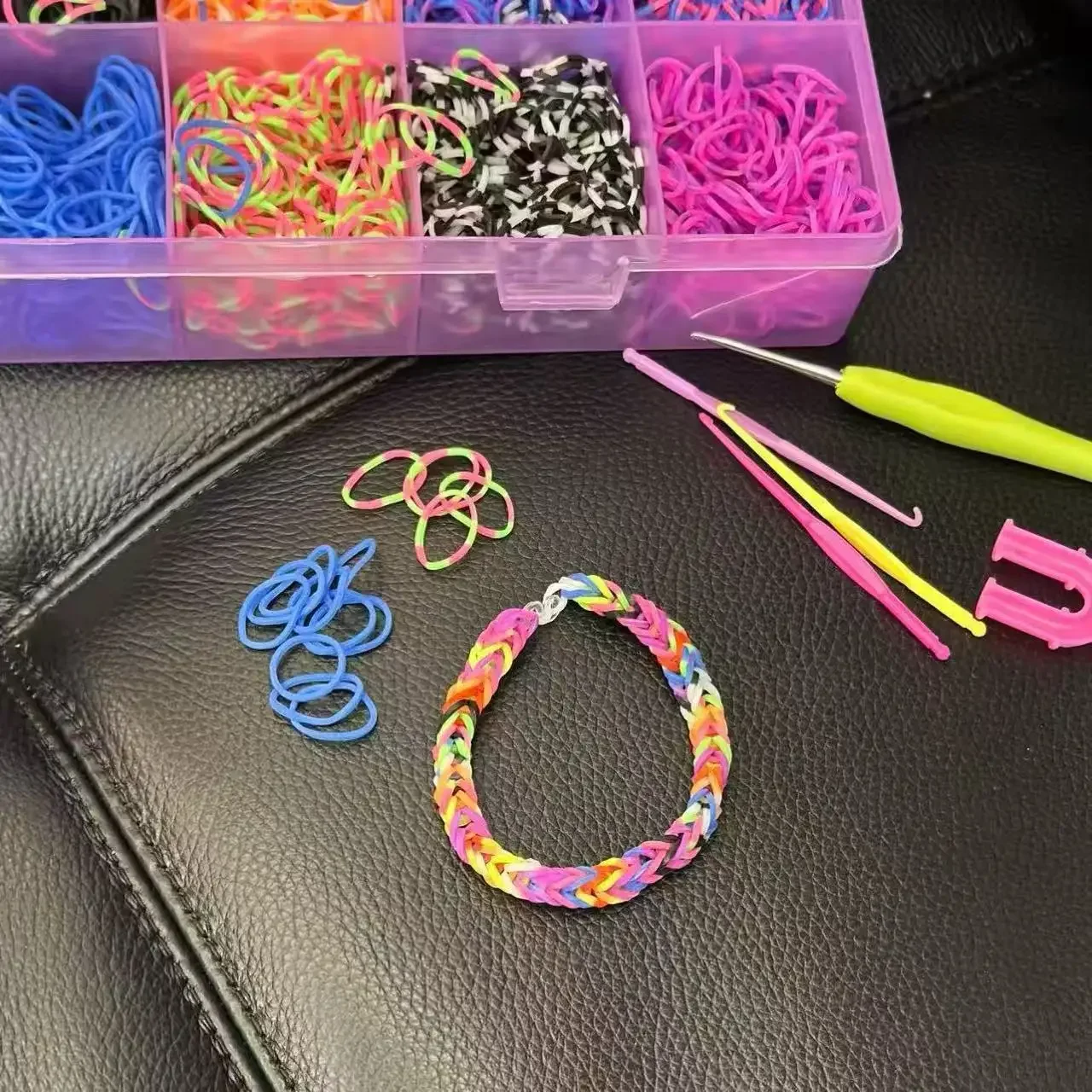 4800 Loom Bands Kit, Rubber Bands Bracelet Making Kit with Storage Organizer, Complete Supplies with Beads Charms Hooks Tools & Instructions, All Ages view 6