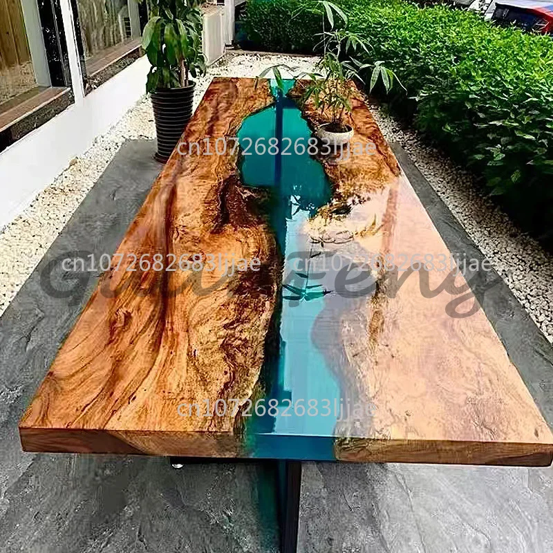 

Epoxy resin river table creative wave tea table poplar table countertop desk