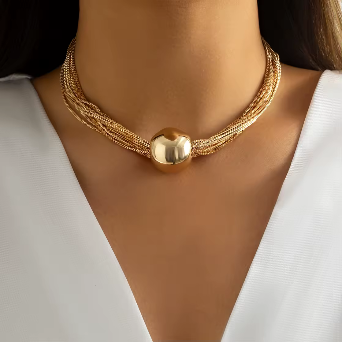 Ingemark Gothic Twisted Chunky Chain Necklace for Women Vintage Big Ball Pendant Choker Clavicle Link Grunge Jewelry Steampunk Products on AliExpress