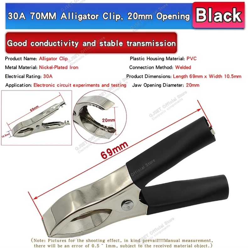 10 Stück 30A Krokodilklemmen Rot & Schwarz Autobatterie-Klemmen Alligator-Ladeklemmen Spannungsprüfwerkzeug Zubehör – Detail 9