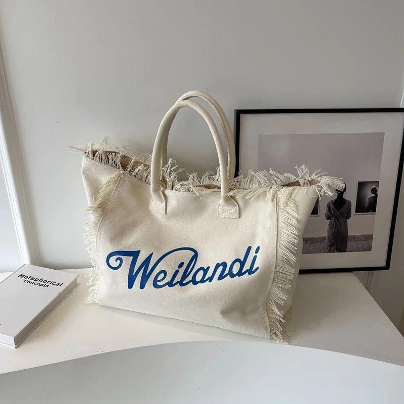 New large-capacity bag female 2024 new letters printed tote bag simple fashion hundred shoulder bag