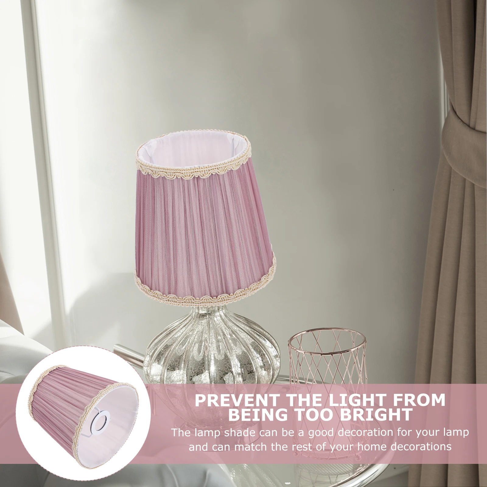 

E14 Cloth Lampshade Purple Fabric Cover H made Lamp Accessories Simple Style Home Hotel Decor Lighting Attachments