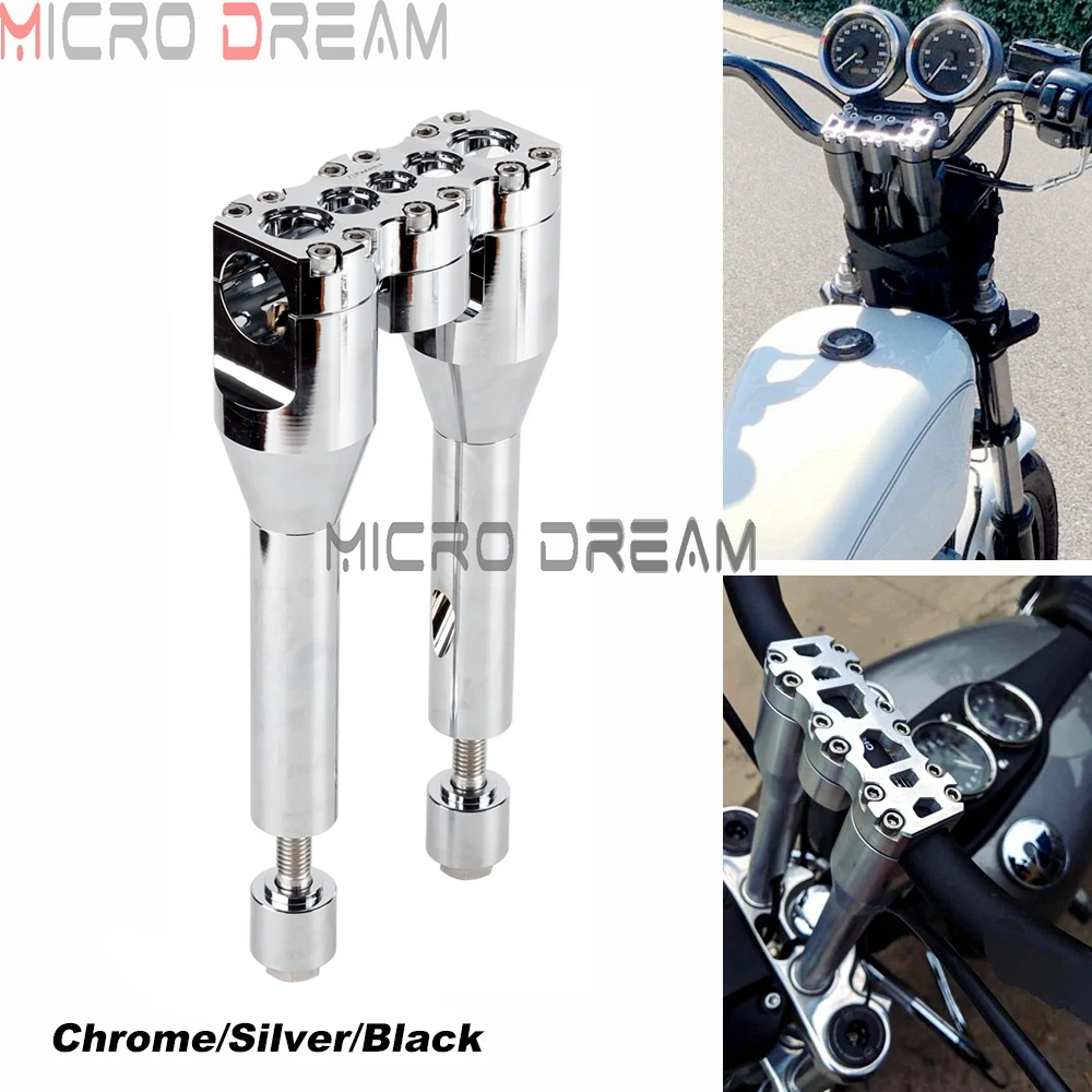 

Silver 25mm 1" Club Style Upright Handlebar Risers Rise 8in to 9in For Harley Sportster Touring Softail Dyna LowRider Street Bob