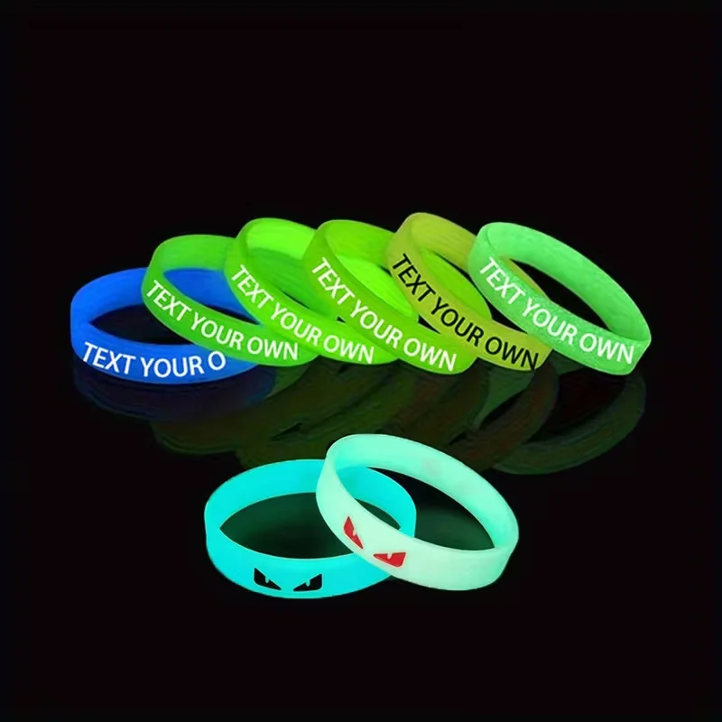 Custom Luminous Silicone Bracelets, 50PCS