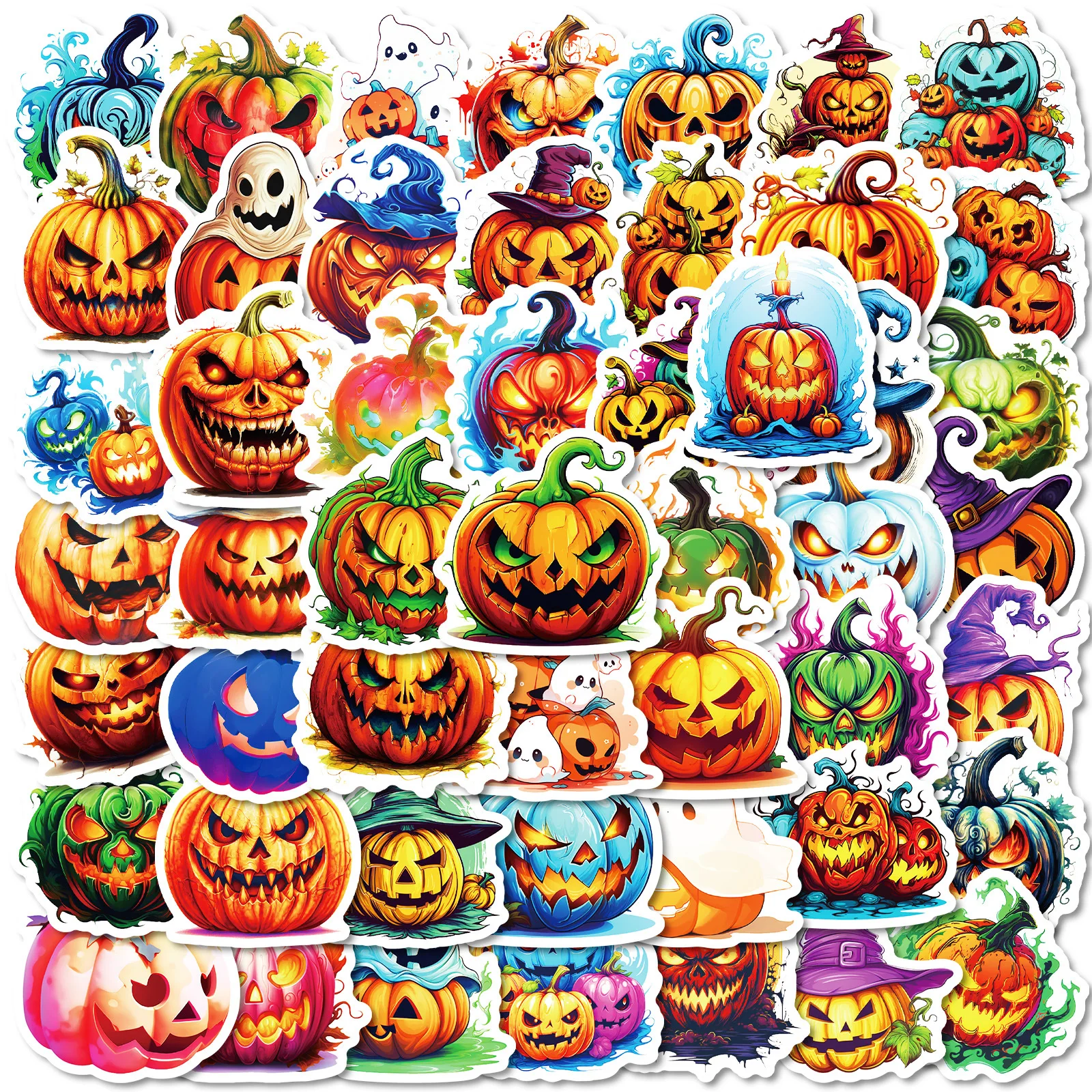 

10/50PCS Halloween Terrifying Pumpkin Graffiti Stickers Funny Pumpkins Cartoon Decal Notebook Phone Guitar Waterproof Sticker
