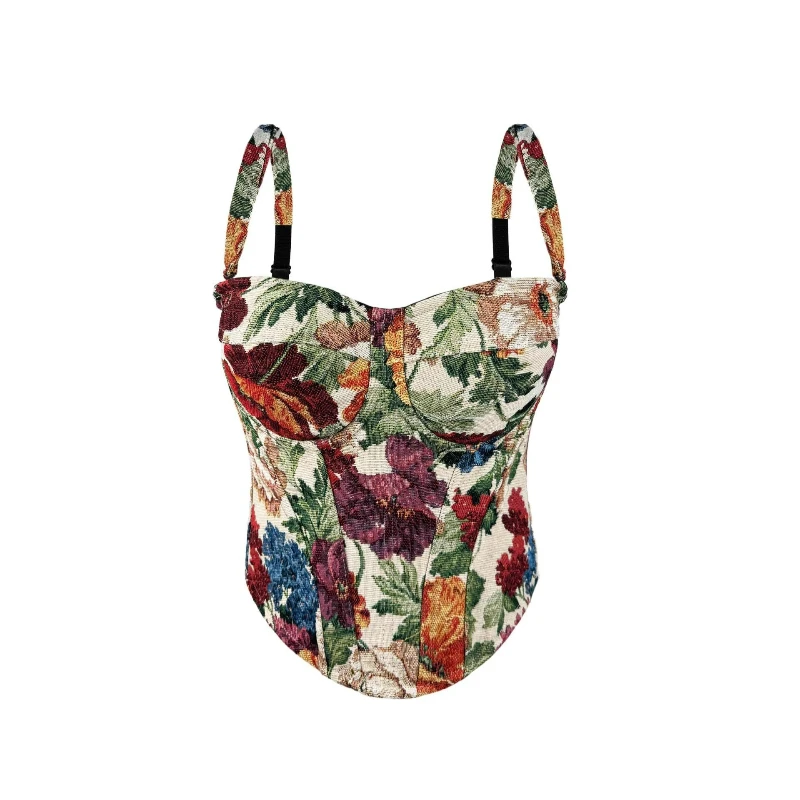 

A New Summer 2026 Fashion Sexy Strapless Top Halter Top Worn Inside Outside Retro Court-style Fishbone Corset with A Chest Pad