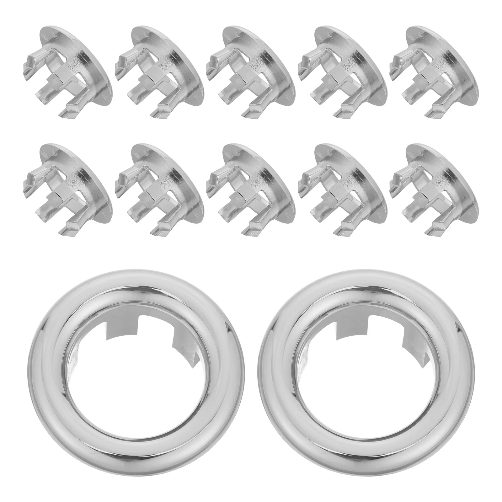 

12Pcs Plastic Round Sink Overflow Cover Bathroom Vanity Basin Hole Insert Overflow Trim Cap Washbasin Replacement