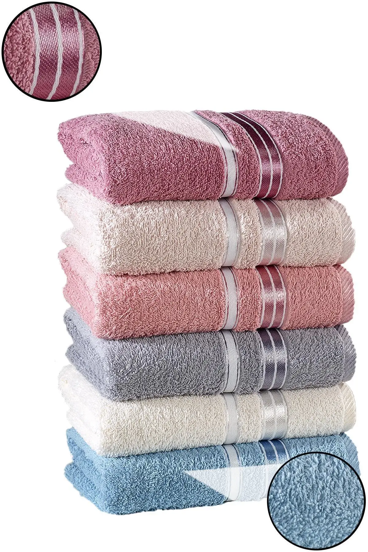 Hand Face Towel Set for Home 6 Pieces 50x85cm Size Cotton Soft Absorment Luxury Home Textile Made in Turkey Sauna Turkish Towel