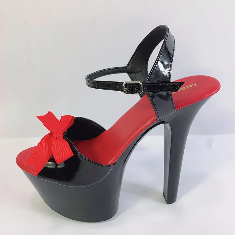 LAIJIANJINXIA New 17CM/7inches PU Upper Fashion Sexy Exotic High Heel Platform Party Women Sandals Pole Dance Shoes H070-1