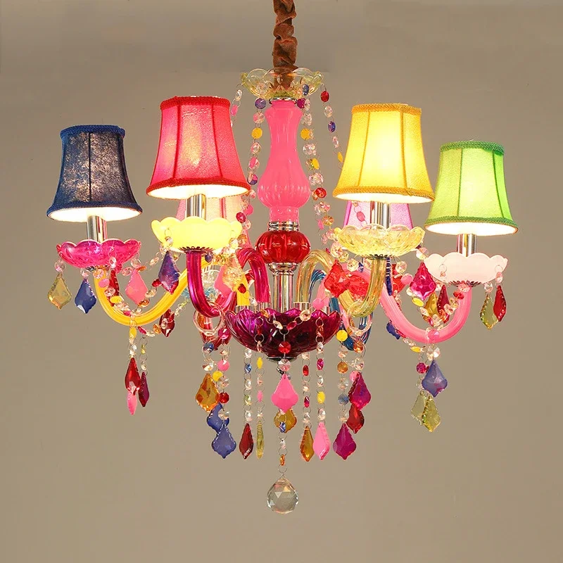 lustre colorido estilo europeu para criancas droplight de cristal princesa ambiente de bar ktv lampada pingente para quarto de menina quarto princesa 01