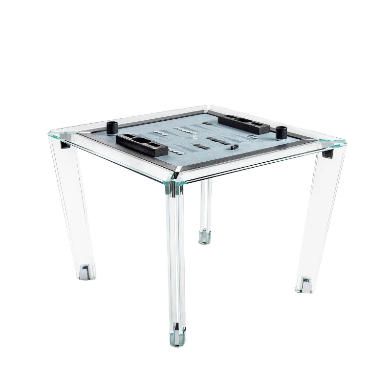 Light luxury tempered glass chess and card table, clubhouse leisure and entertainment table, multi-purpose high-end creative