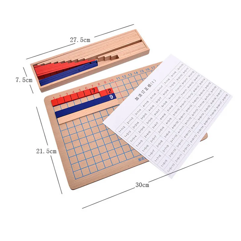 Jouets mathématiques en bois pour enfants, matériaux Montessori, perles colorées, planche d'addition et de soustraction, fuchsia