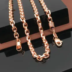 585 Purple Gold Plated 14K Rose Gold  Chunky Necklace Hip Hop Style Men's and Women's Party Stacking Chains Jewelry Accessories