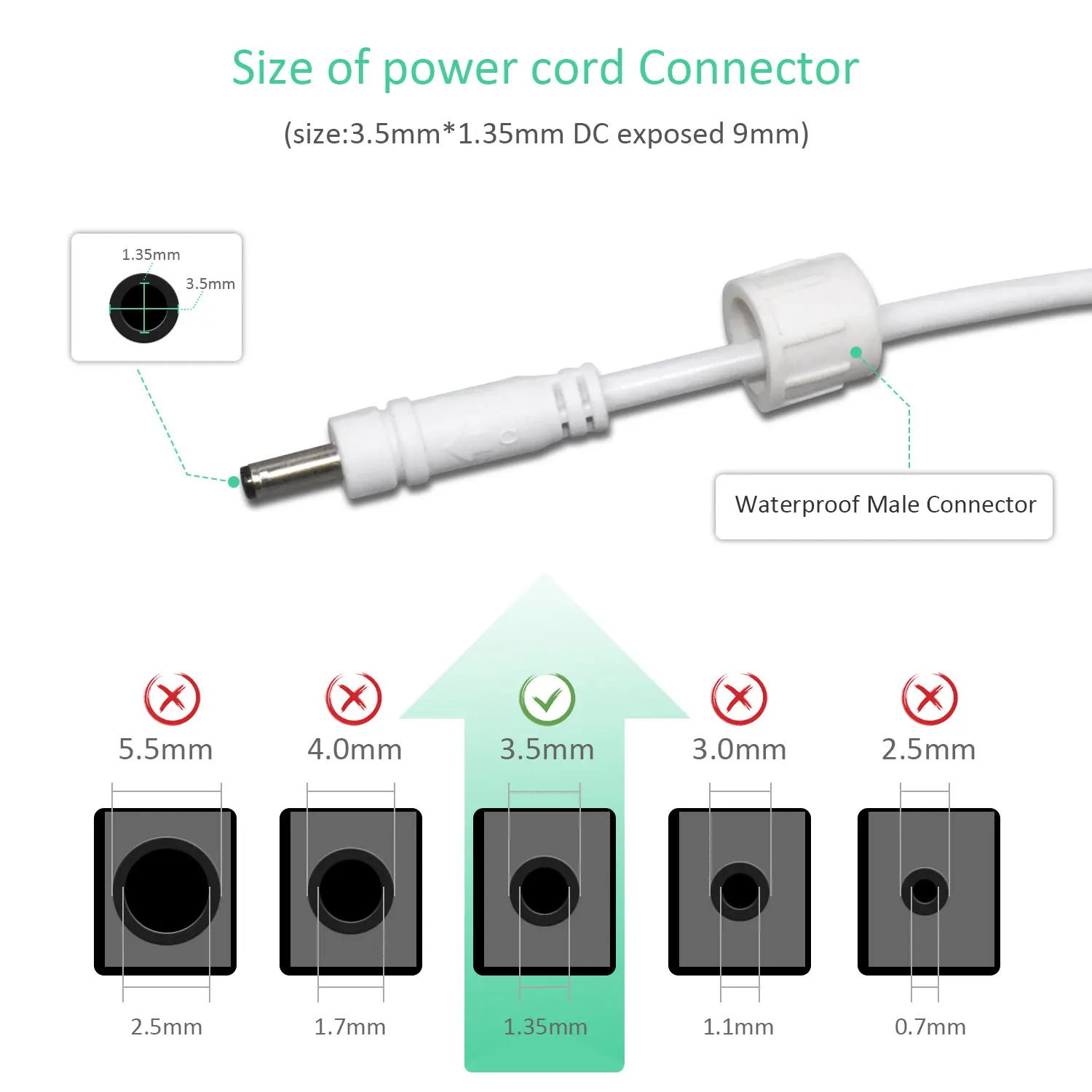 자동 블라인드 모터로 작동하는 탈착식 배터리 튜브, 12V DC 3.5, 1.35mm 수 커넥터 제공