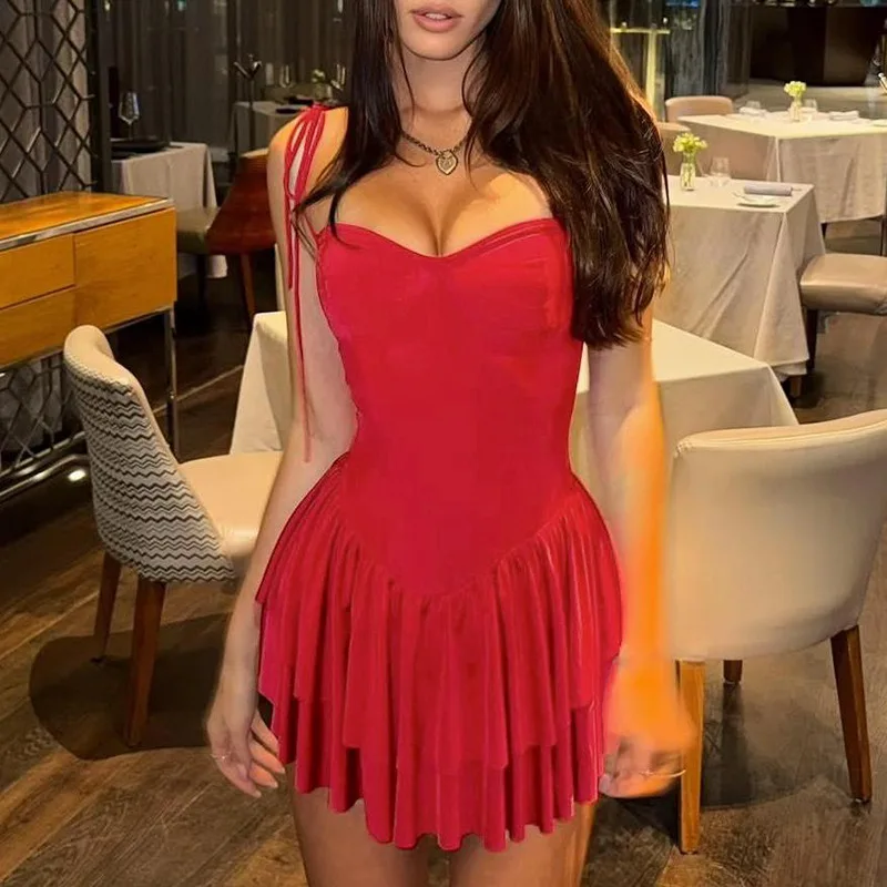 

Summer New Low cut Sexy Dress Vacation Style Commuter Short Skirt