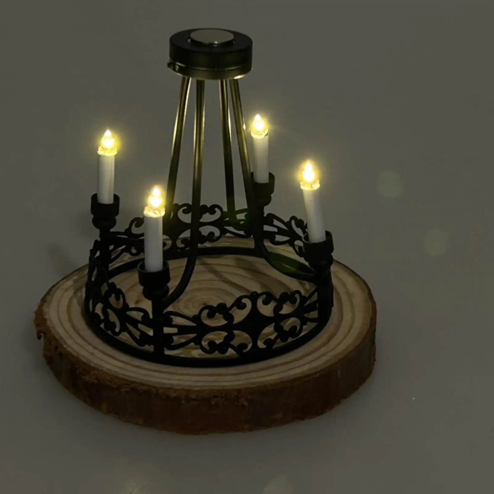 1:12 Dollhouse Chandelier Simulation Model Scenery Supplies Metal Candle Lights for Bedroom Living Room Home Kitchen Decor