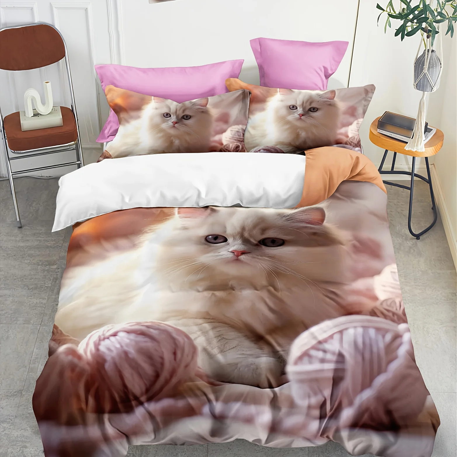 Modern Fashion Duvet Cover Set 3D Cute Cat Print Bedding Set, Soft Comfortable Duvet Cover For Bedroom Guest Room