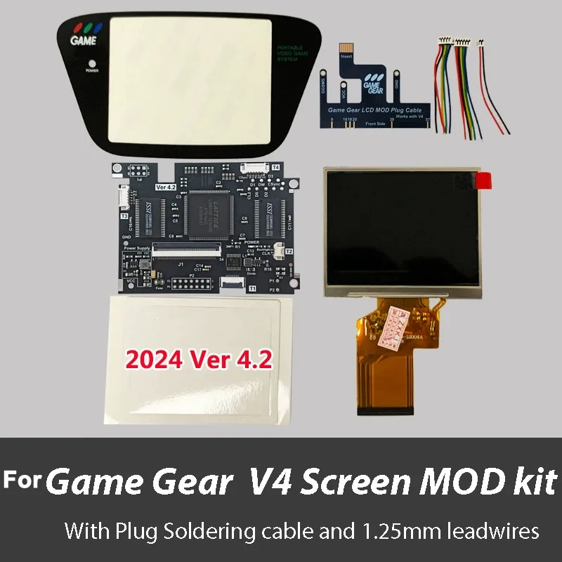 Nowe zestawy modów ekranu GG V4.2 OGS z kablem lutowniczym Plus do GG SEGA Game Gear V4 IPS Wstępnie laminowane zestawy podświetlenia ekranu LCD