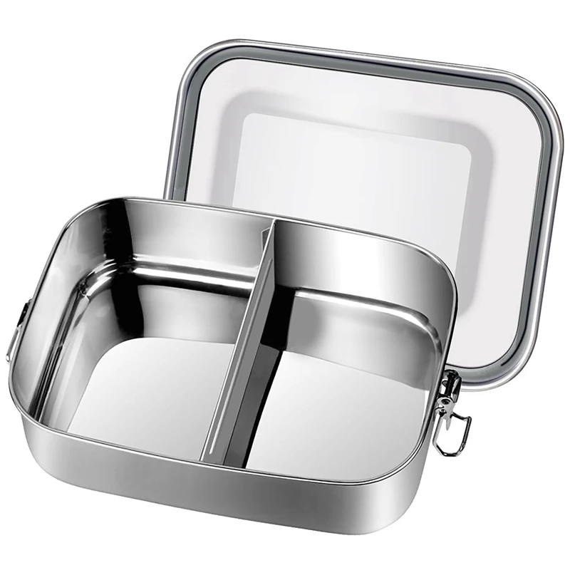 

1 PCS Lunch Box Silver 1200 Ml Lunch Box Leak-Proof With Removable Divider, Lunch Boxes,Environmentally Friendly