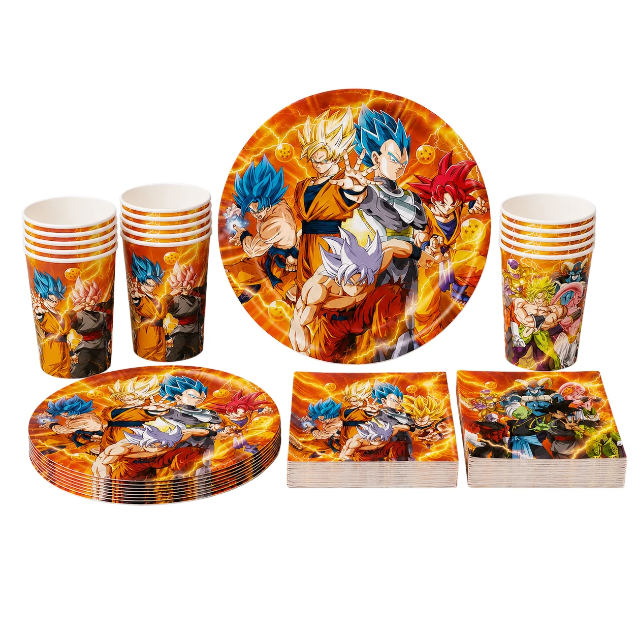 Cartoon Dragon-Ball Son Goku Themenparty-Dekorationsset, Babyparty Kleinkind Geburtstagsdekoration Ballonbanner Kuchendekoration Topper
