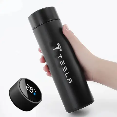 테슬라 모델 3 모델 Y 모델 S 모델 X 자동차 실내 액세서리용 500ml 지능형 온도 표시 보온 컵