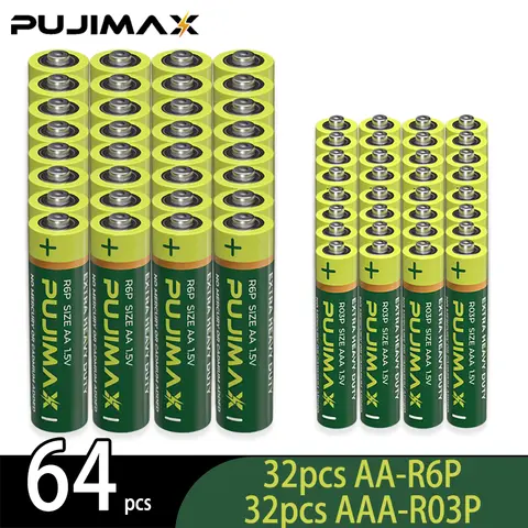 PUJIMAX 1.5V AA/AAA Disposable Battery Heavy Duty Long Lasting Battery for Wireless Mouse Keyboard Remote Control Carbon-Zinc Dry Cell Batteries