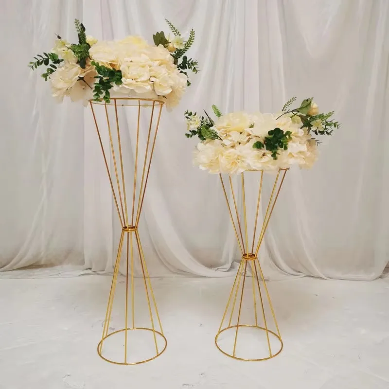 10-teiliges Blumenvasen-Set, Gold/Weiß, Metall-Blumenständer für Hochzeitsdekorationen, Partydekoration, elegantes Blumenregal für den Gang. – Detail 6