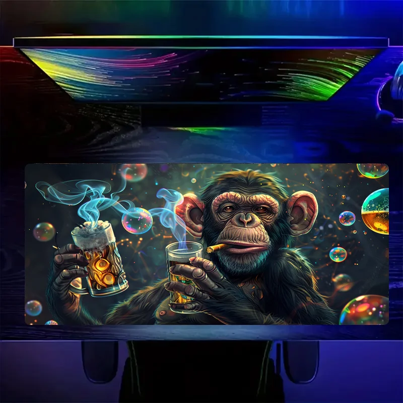 초대형 고릴라 패턴 마우스 패드, 고무 미끄럼 방지 컴퓨터, 노트북 데스크탑 패드, 두꺼운 키보드, PC 액세서리, 잠금 가장자리