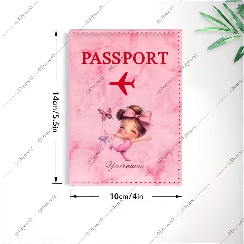 Custom Name/Initials Bow Fairy Passport Holder with Pink Fairy & Design - Suitable for Travel, Custom Name/Initials Entry