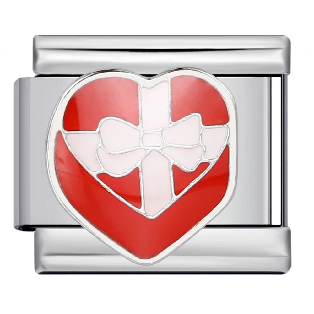 Niedliche, romantische, bunte, glasierte Herz-Geschenke, Bücher, italienischer Charm-Link, passend für 9-mm-Edelstahlarmbänder, DIY-Perlen, Schmuckherstellung – Detail 6
