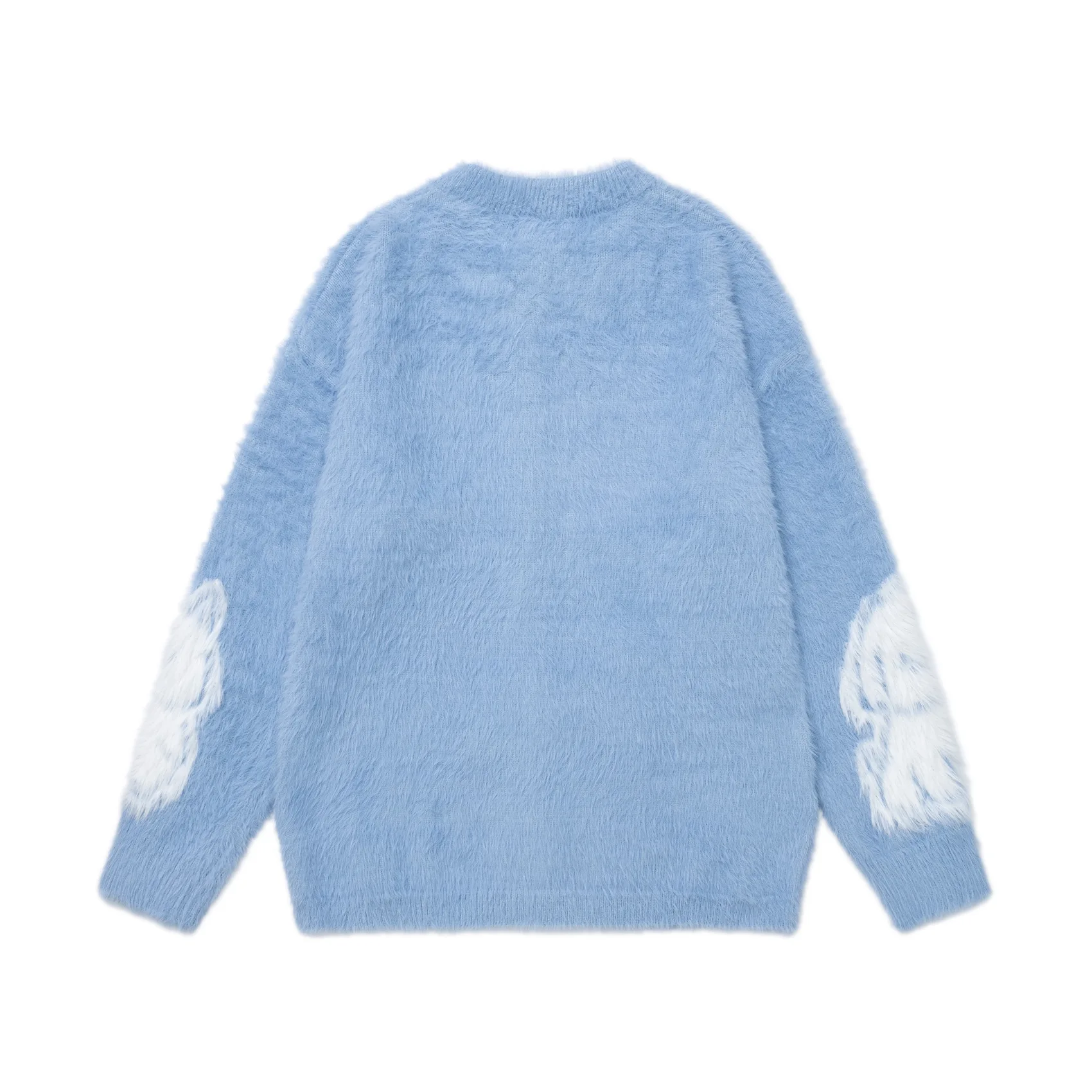 Retro Cartoon Fluffy Fur Graphic Sweaters Cardigan Unisex Harajuku Oversized Y2K Sweaters Knitwear Casual Loose Knit Cardigan
