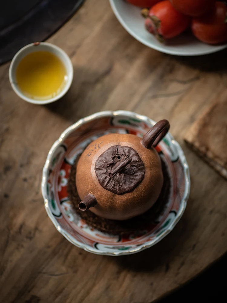 Handmade Yixing Purple Clay Teapot Tea Set Purple Clay Powder Segment Bionic Pot Persimmon Pot Household Small Capacity