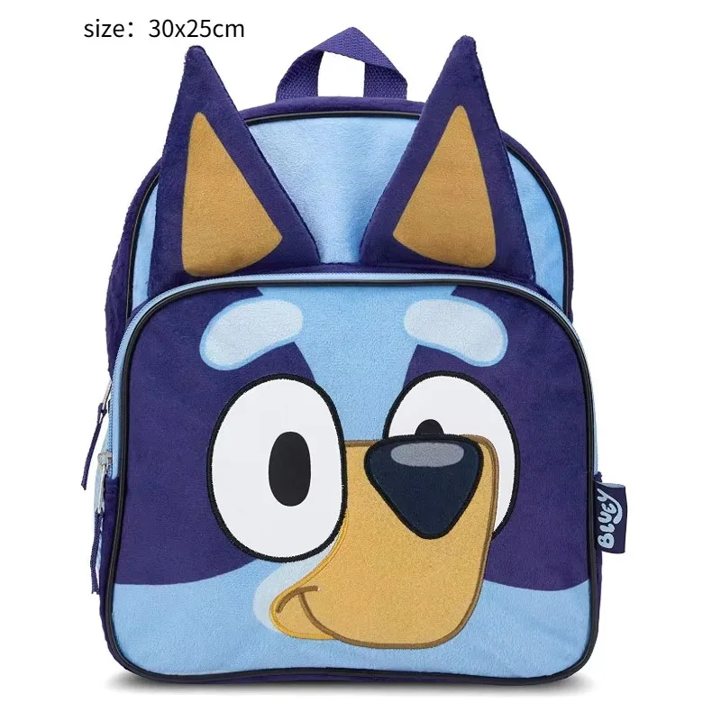 

Hot Cute Blueys Backpack Blue Plush Simple Oxford Cloth Schoolbag Pocket Early Education Bingo Dog Schoolbag Christmas Gifts