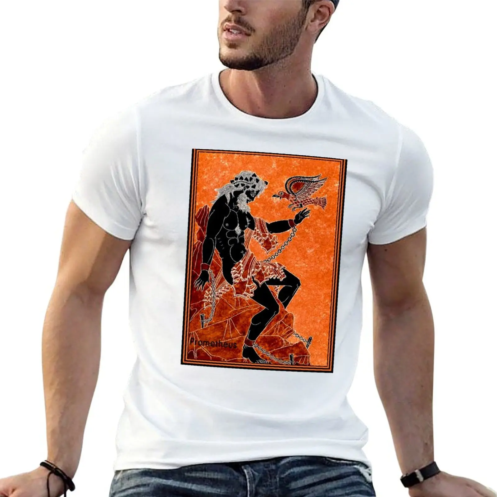 

PROMETHEUS : Vintage Greek God Print T-Shirt man t shirt cotton t shirts for man graphic vintage T-Shirt