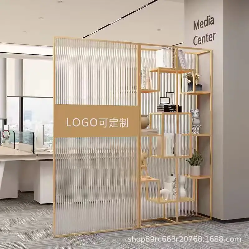 Office Front Desk Changhong Glass Display Stand Company Partition Wall Screen Exhibition Hall Logo Image Wall Shelf