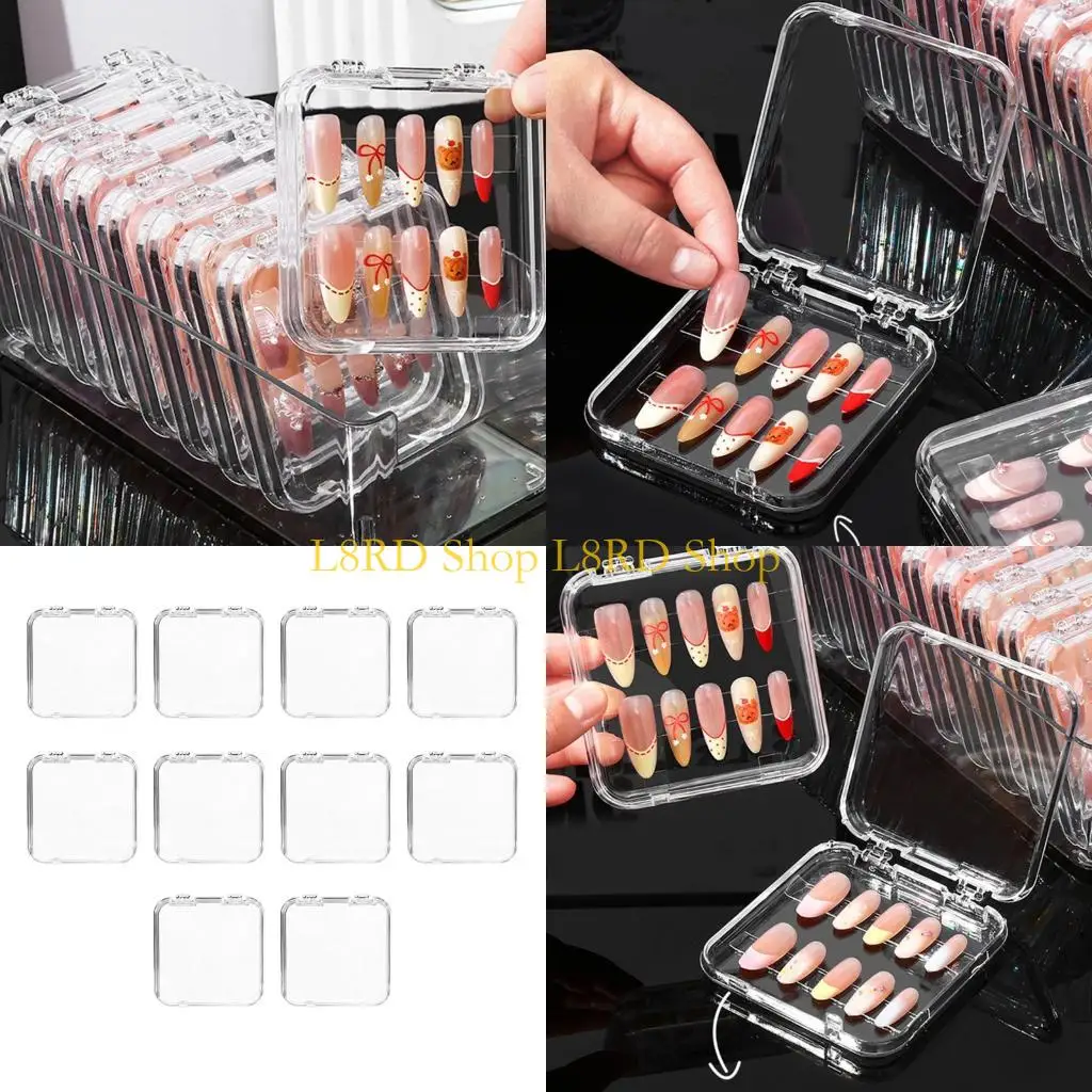 

L8RD 10 шт акриловый органайзер для ногтей упаковочная коробка для салона делового хранения