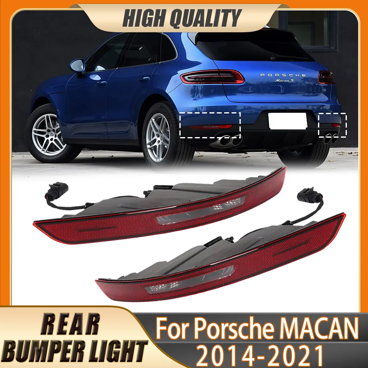 For Porsche MACAN 2014-2021 2015 2016 2017 2018 2019 Rear Bumper Reflector Tail Light Brake Stop Reverse Car Lights Signal Lamp