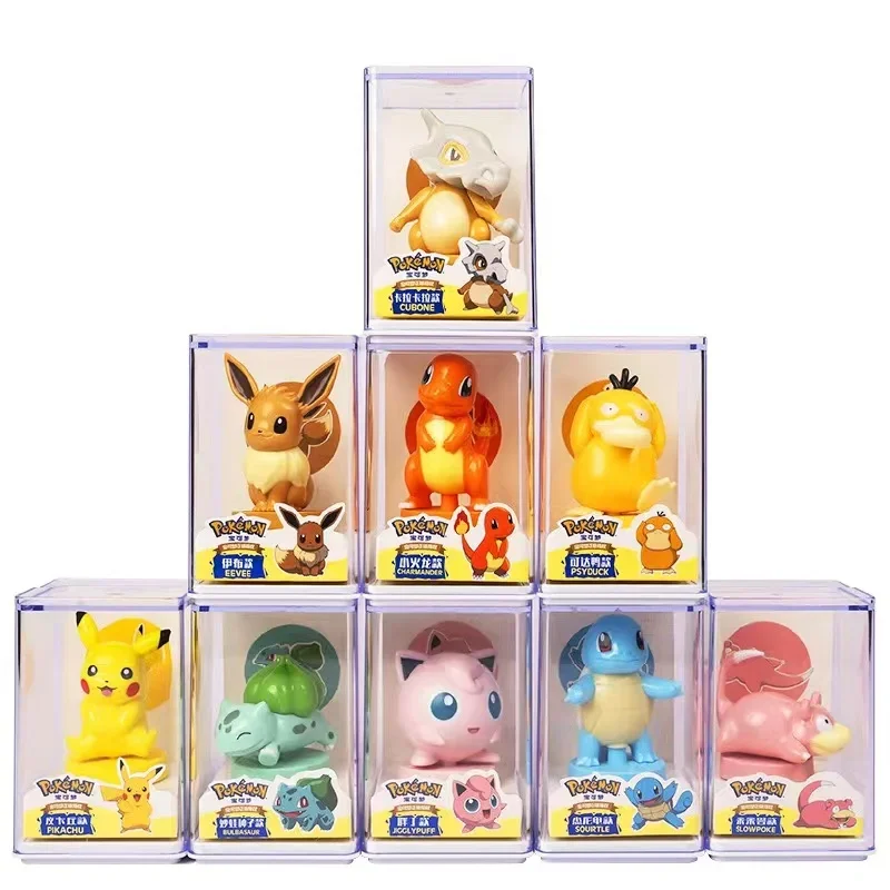 9 Style Pokemon Figures Toys Pikachu Eevee Cubone Cartoon Series Anime Model Kawaii Ornaments Kids Birthday Party Gift Blind Box