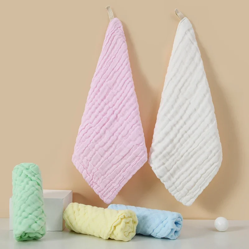 5 Pieces of Six Layers of Cotton Pure Color Gauze Square Towels Saliva Towel Baby Drool Handkerchief Foam Gauze Handkerchiefs