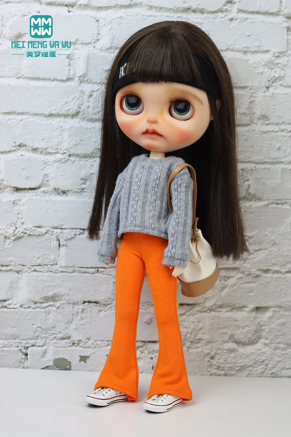 Blyth Doll Clothes pink sweatshirt, casual pants, leather shoes for Azone doll accessories