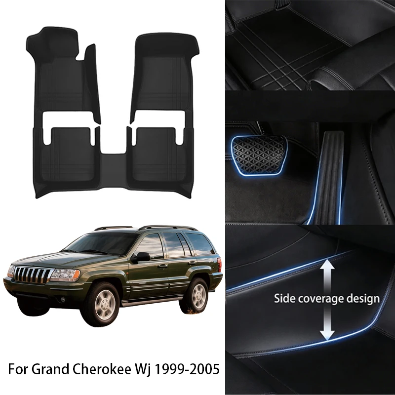 

Коврики для автомобиля из искусственной кожи PU, идеально подходящие для Jeep Grand Cherokee WJ 1999, 2007, 2015, 2022 годов выпуска, роскошный полный комплект, аксессуары для интерьера автомобиля.