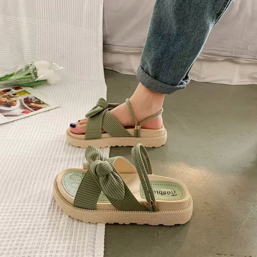 Sandias De Tacon Internet Hot Women Shoes Summer Fairy Style 2024 New Improve Fashion Platform Roman Lady Sands Flat Shoes